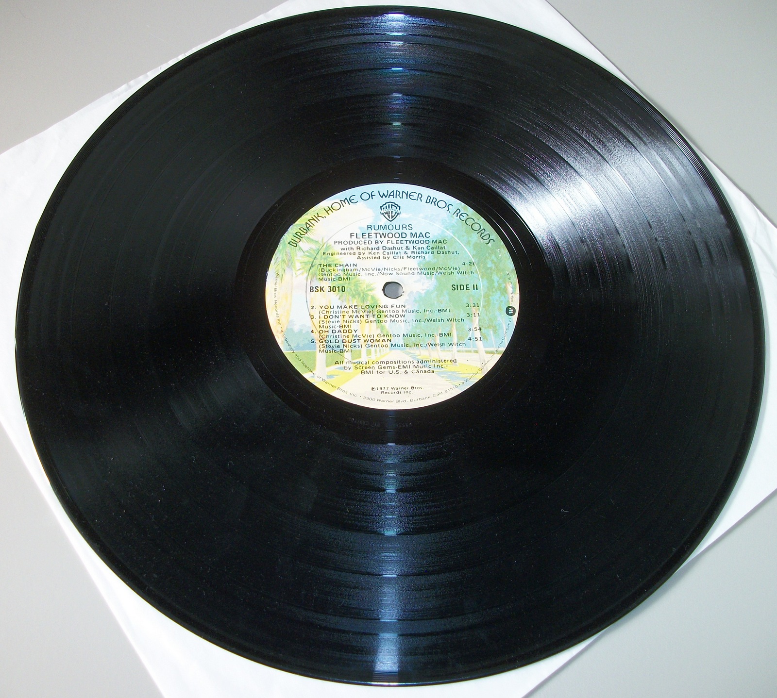 Fleetwood Mac Rumours Stevie Nicks 33 1/3 RPM Vinyl 12" Record Warner Bros 1977 - Image 11