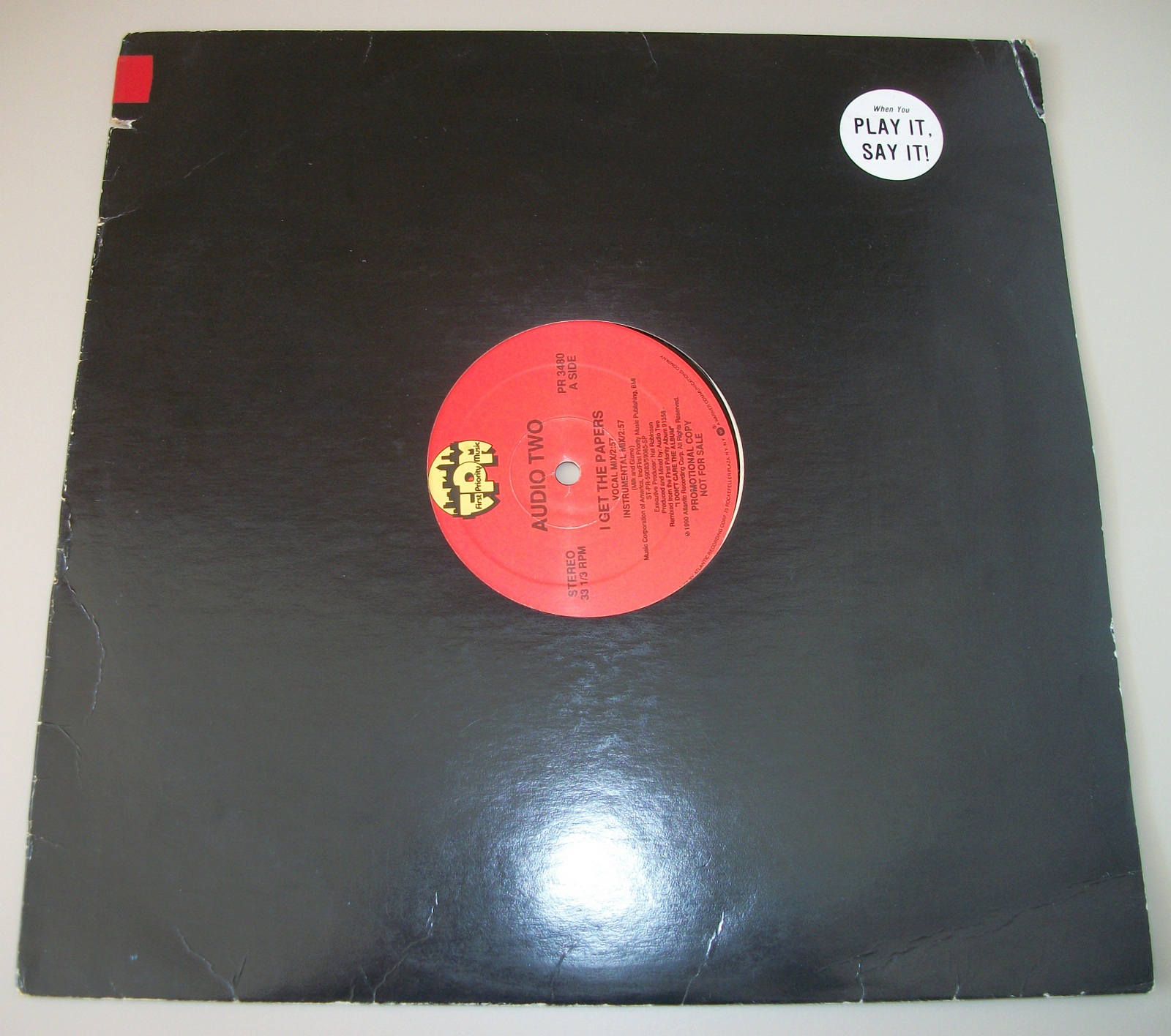 Audio Two I Get The Papers Promo Vinyl Record 12" 33RPM Atlantic 1990 Hip-Hop