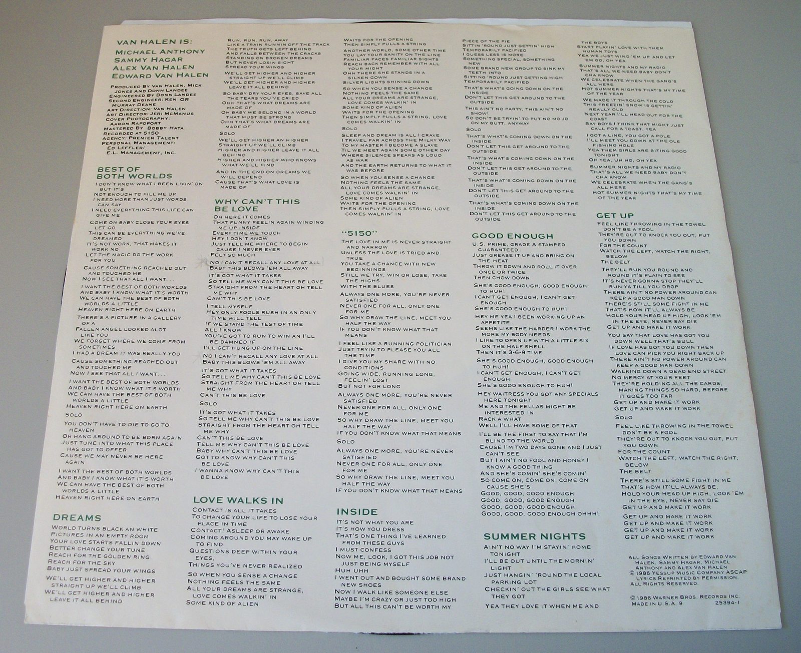 Van Halen 5150 Rock Music Sammy Hagar 33 1/3 RPM Vinyl 12" Warner B Record 1986 - Image 6