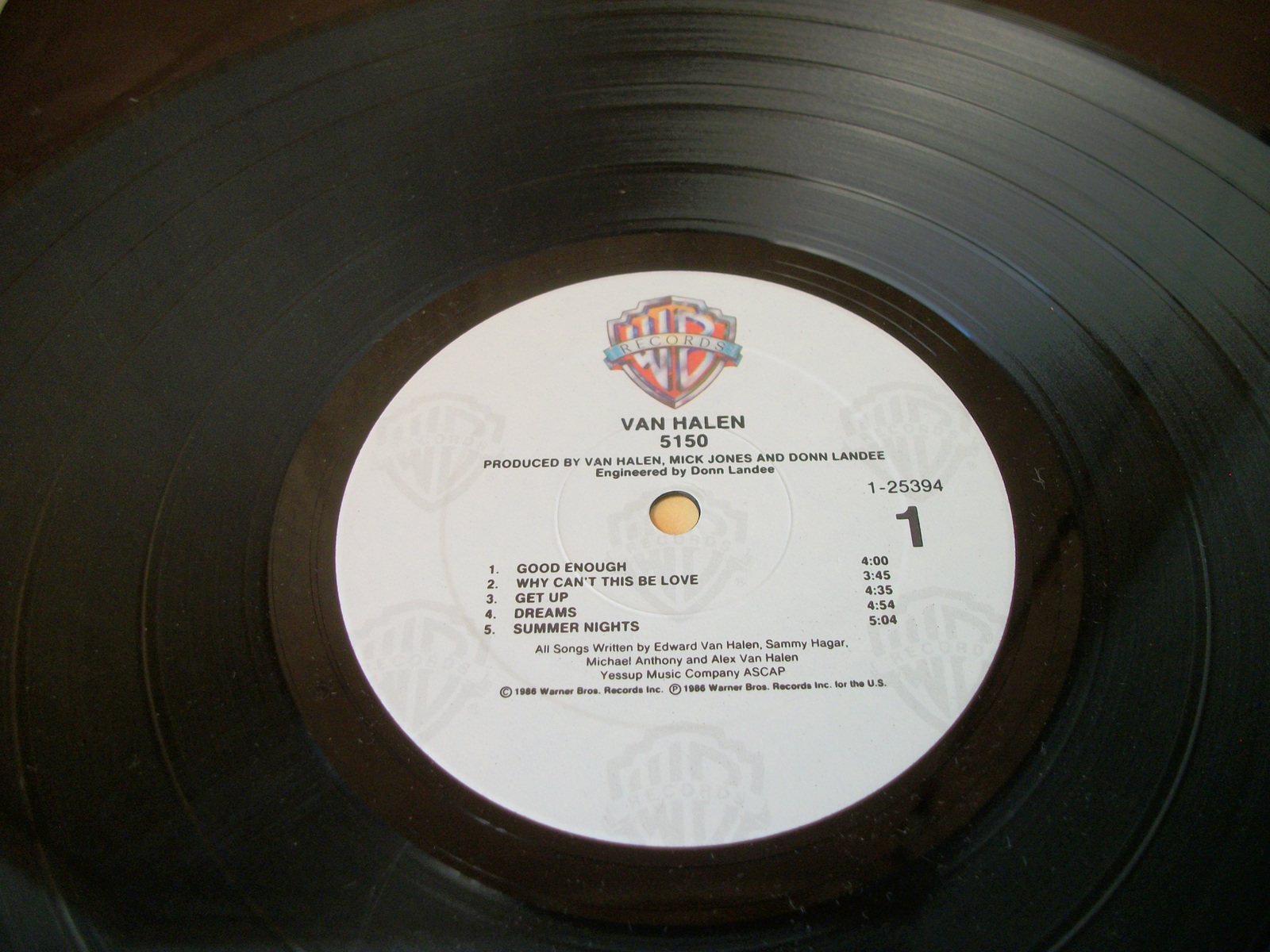 Van Halen 5150 Rock Music Sammy Hagar 33 1/3 RPM Vinyl 12" Warner B Record 1986 - Image 8