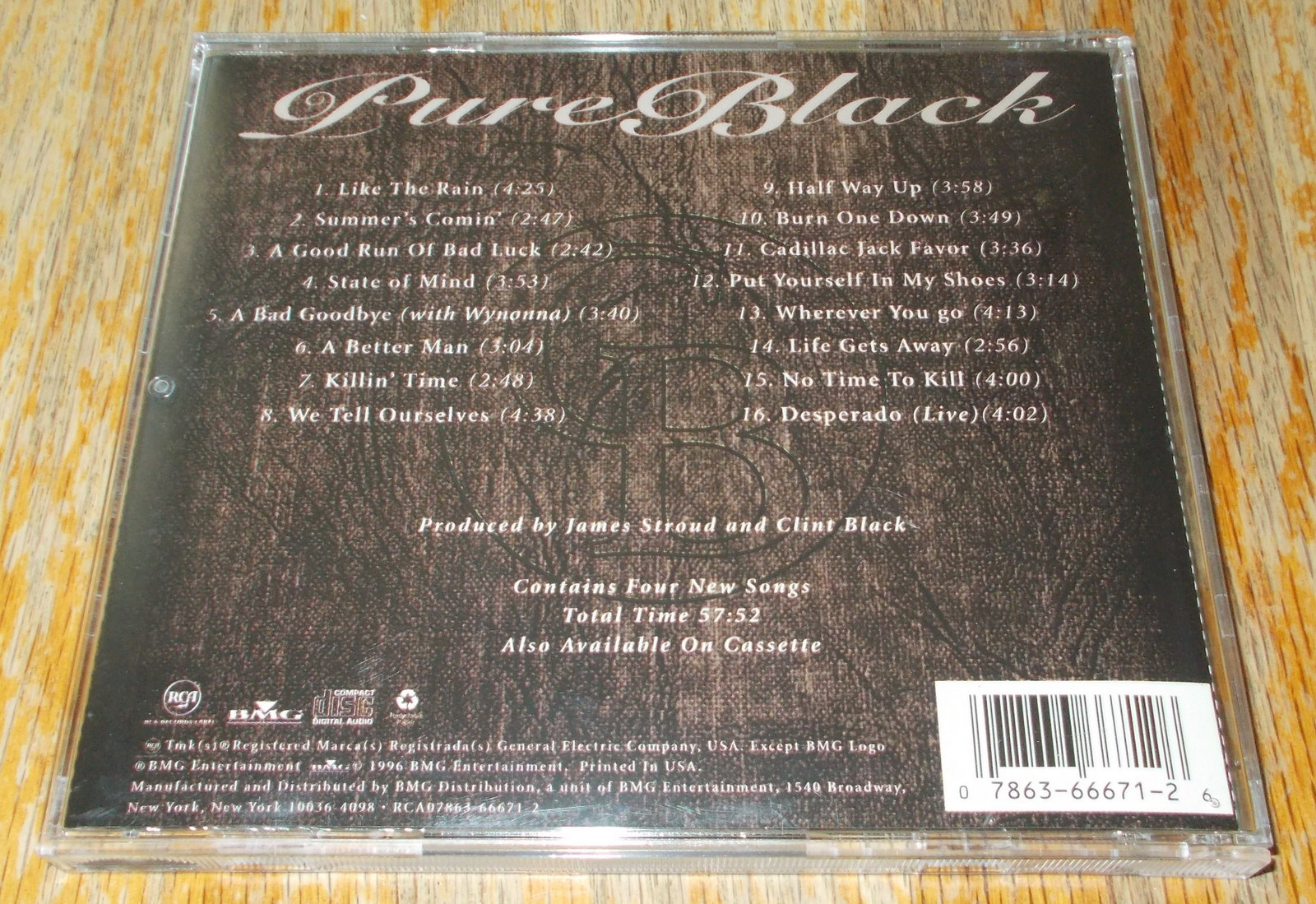 Clint Black Pure Black Greatest Hits Country Music CD, Case, Artwork BMG 1996 - Image 3