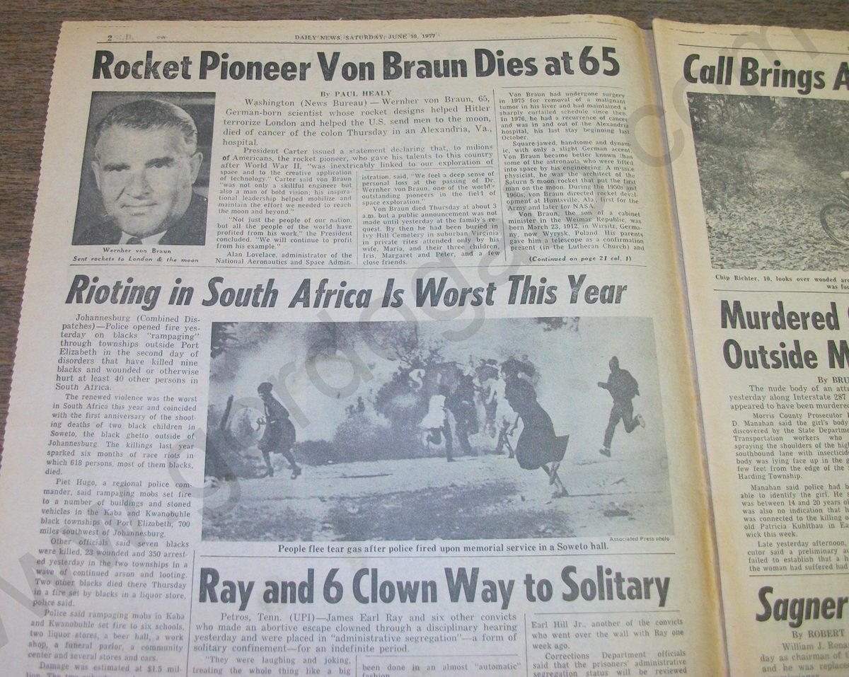 New York Daily News - Saturday, June 18, 1977 - Von Braun, Slayton - Image 2