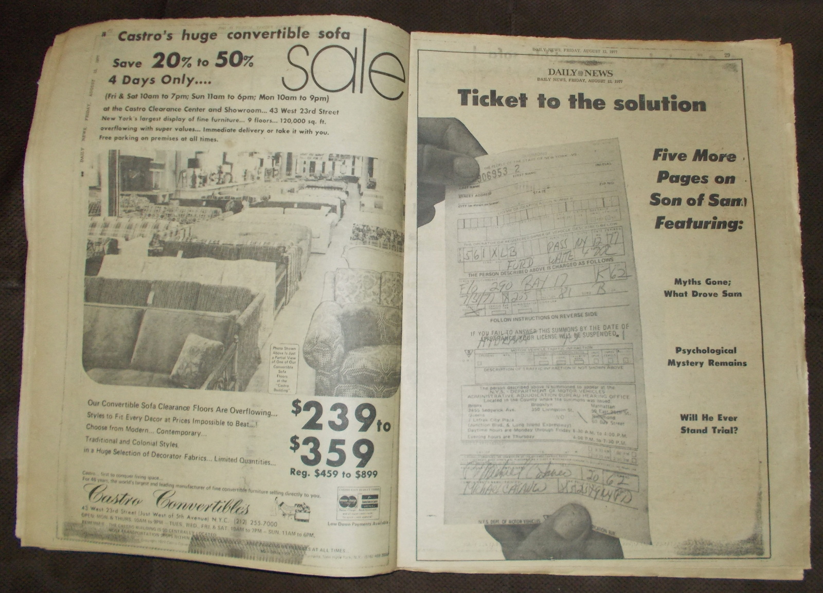 New York Daily News 12 August 1977 Son of Sam David Berkowitz Pele Space Shuttle - Image 7