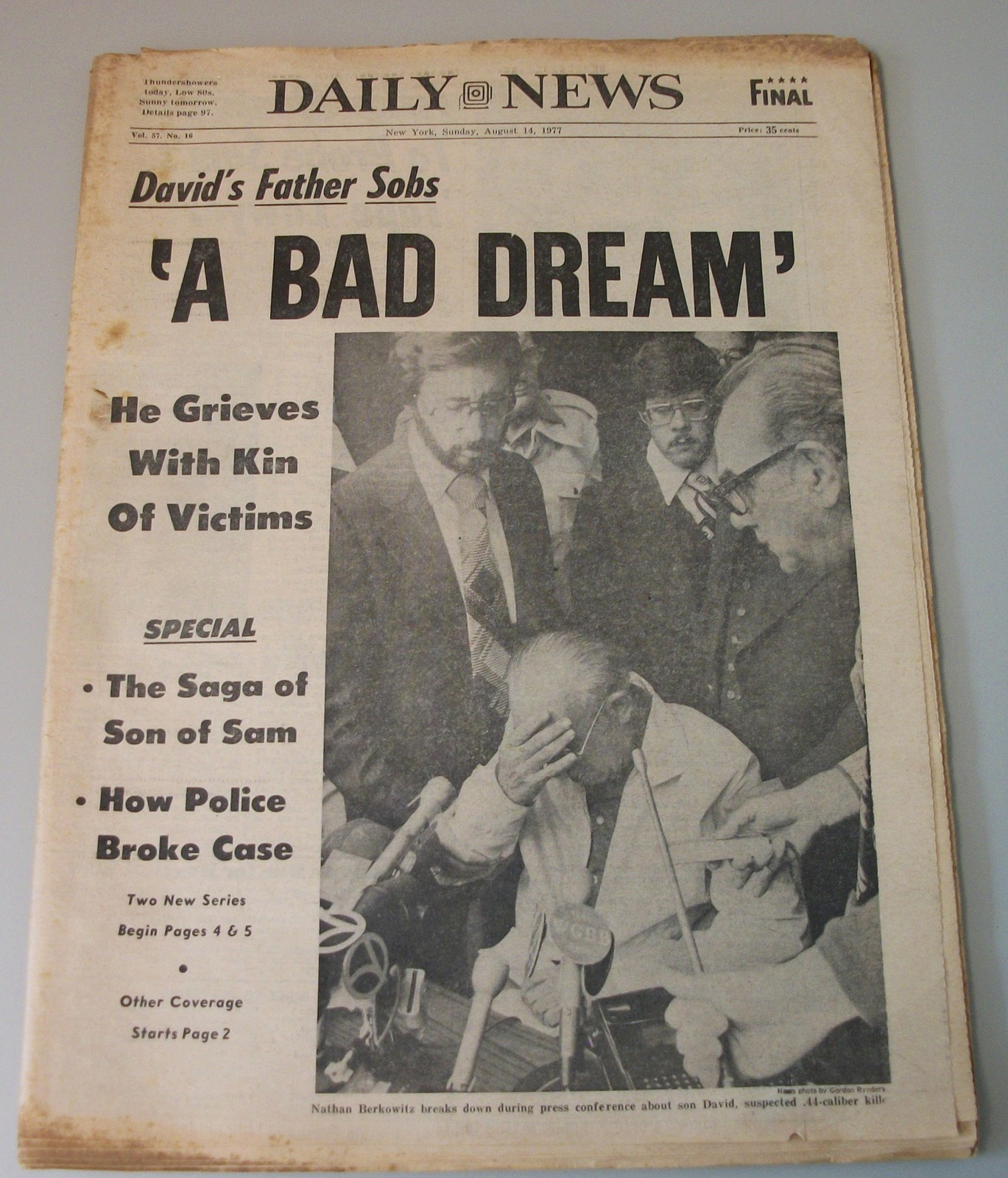 New York Daily News 14 August 1977 Son of Sam David Berkowitz Ali vs. Shavers Ad