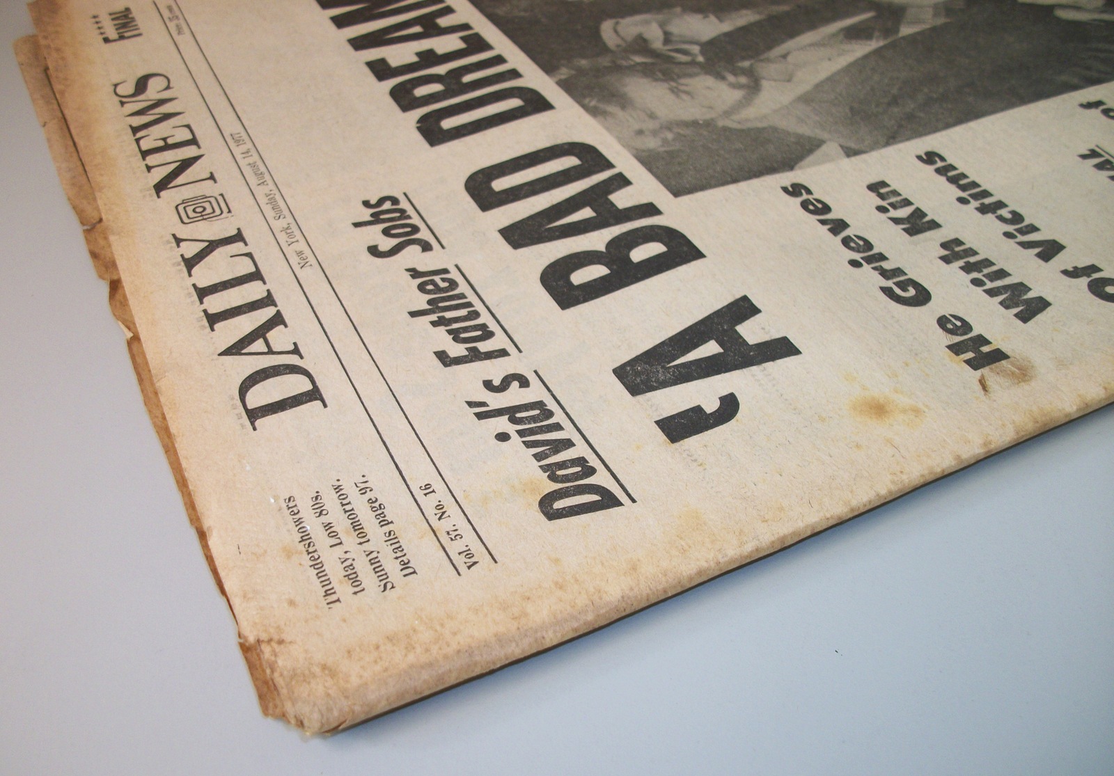 New York Daily News 14 August 1977 Son of Sam David Berkowitz Ali vs. Shavers Ad - Image 2