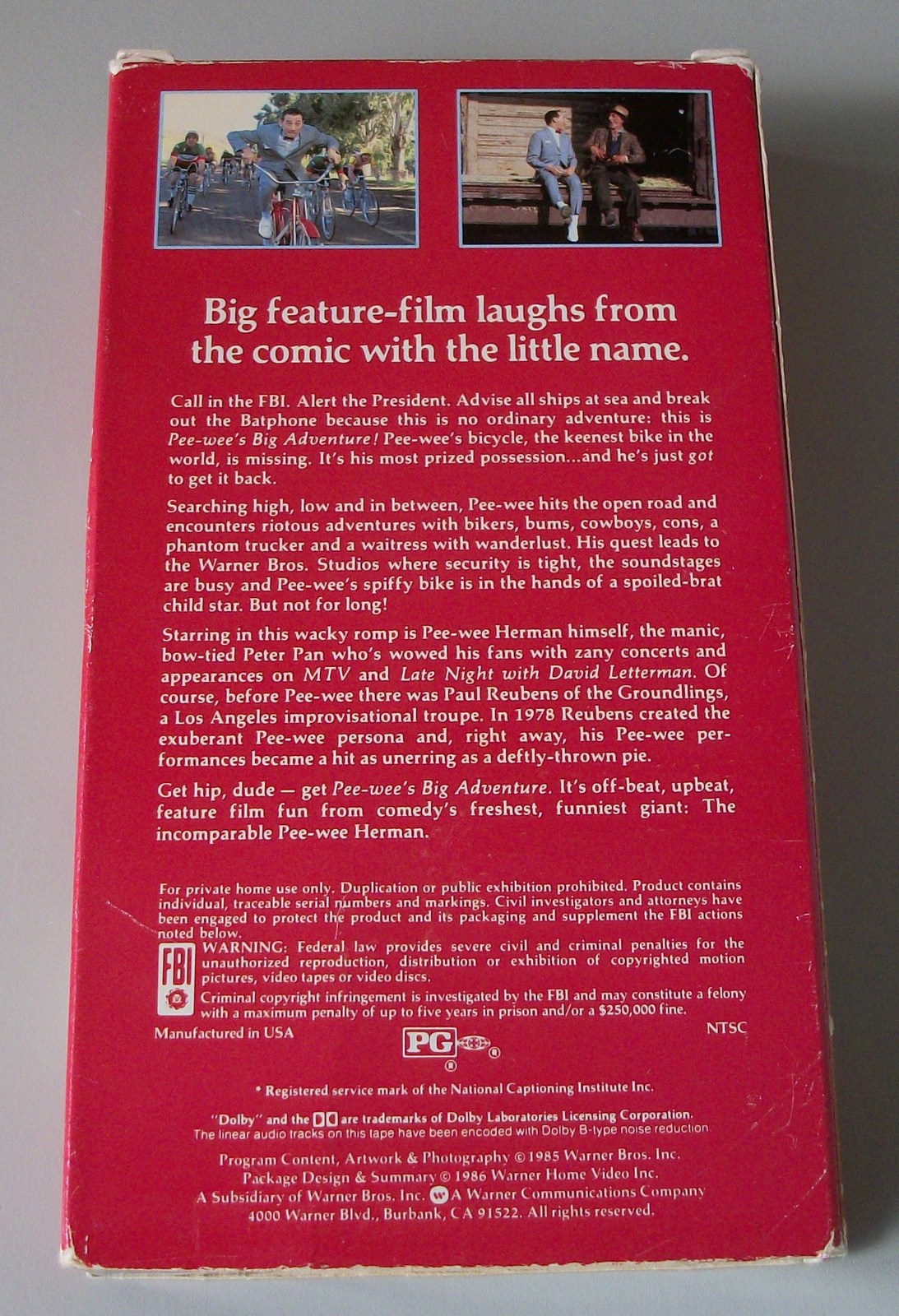 Pee-Wee's Big Adventure PeeWee Herman Tim Burton Paul Reubens VHS Tape 1985 - Image 2