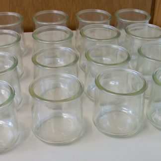 Lot of 16 Yoplait Oui Yogurt 5oz Clear Glass Jars Good Used Condition No Lids