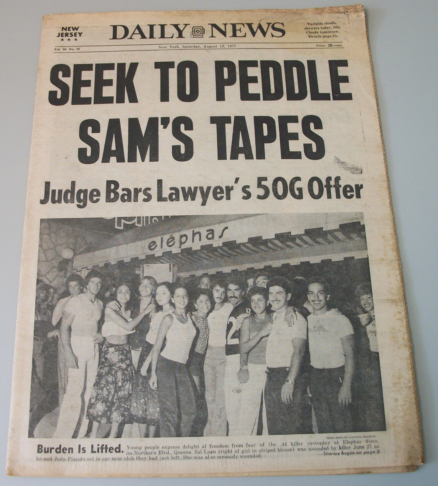 New York Daily News 13 August 1977 Son of Sam David Berkowitz Space Shuttle Test