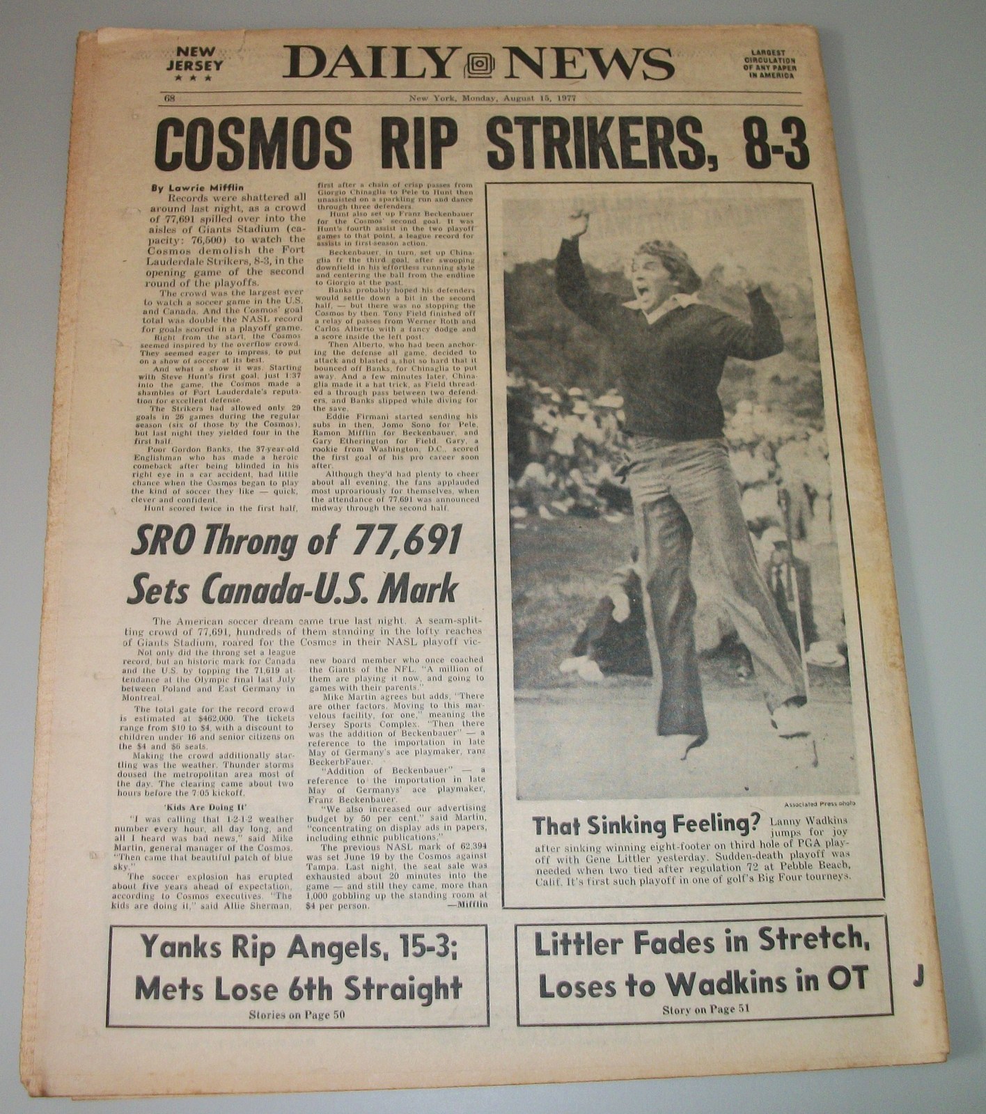 New York Daily News 16 August 1977 Son of Sam David Berkowitz Diary Attacks Pele - Image 2