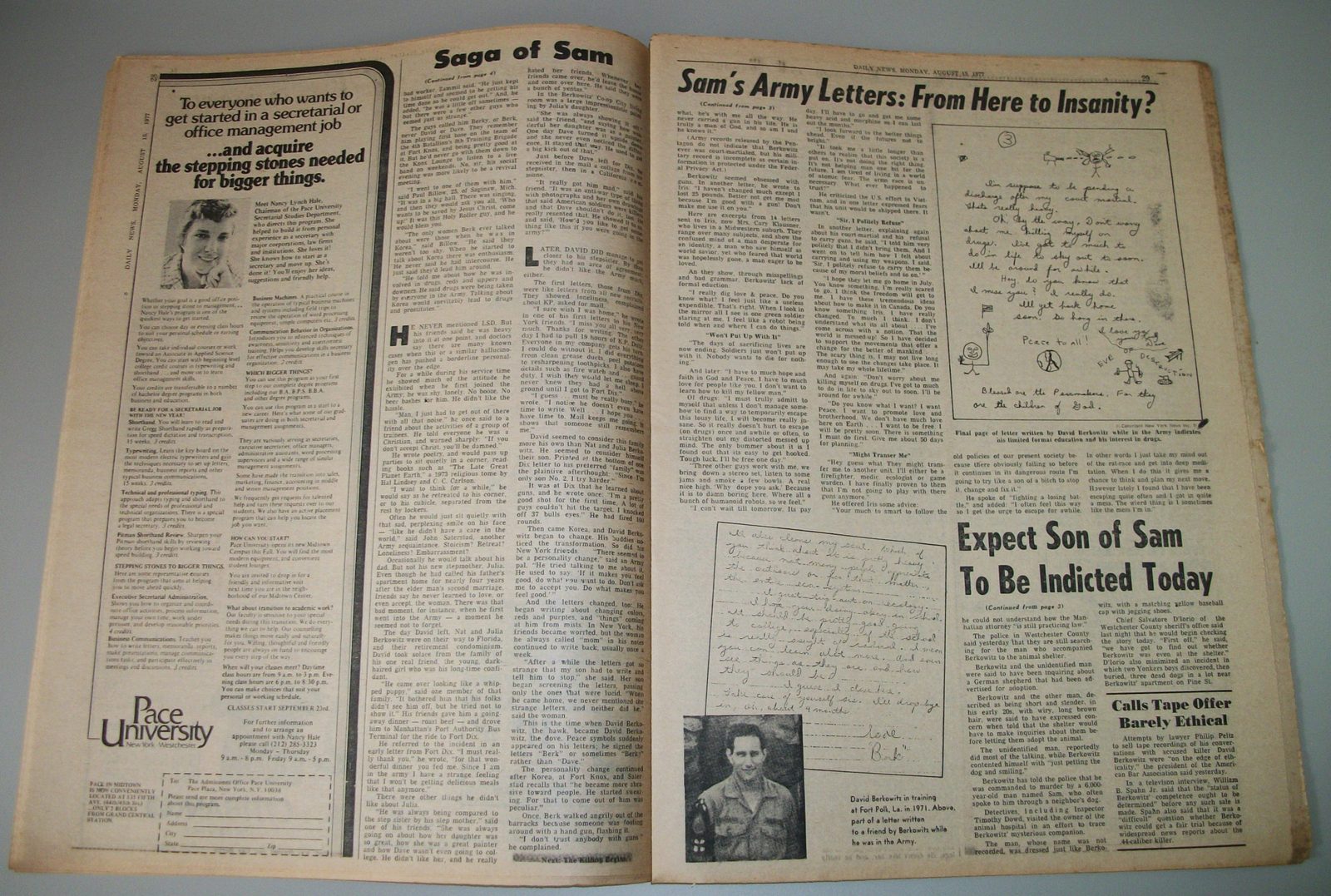 New York Daily News 16 August 1977 Son of Sam David Berkowitz Diary Attacks Pele - Image 8