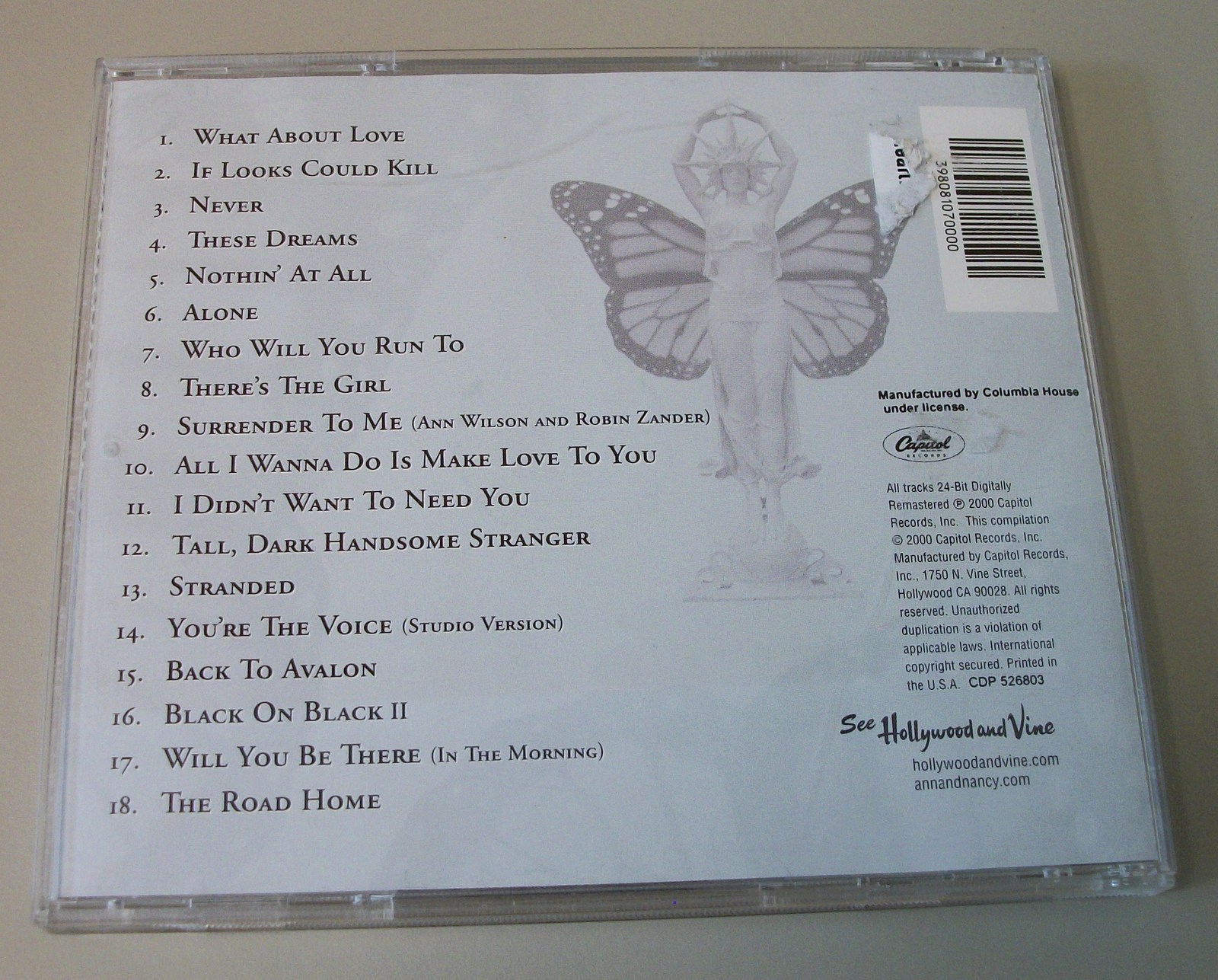 Heart Greatest Hits 1985-1995 Rock Music CD, Case, Artwork Columbia Capitol 2000 - Image 2