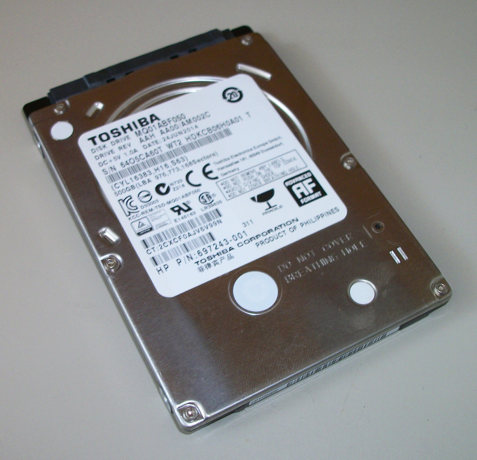 PARTS / REPAIR - Toshiba 500GB Laptop 7mm Thin 2.5" SATA Hard Disk Drive MQ01ACF050 2014