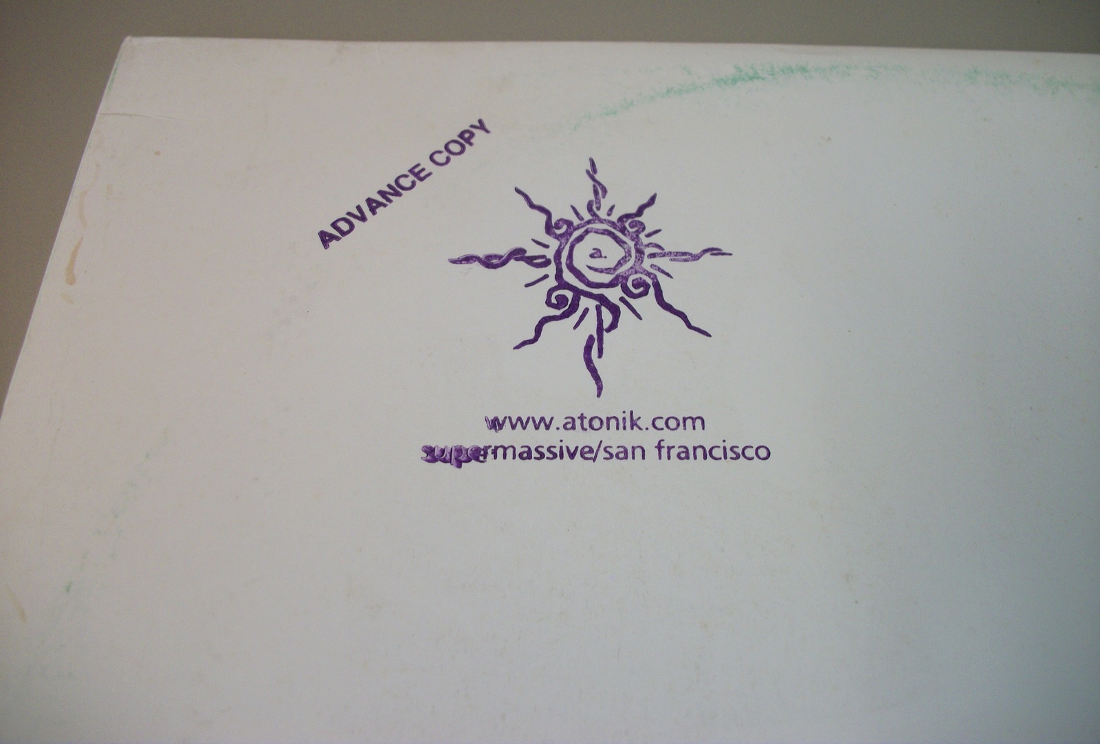 Atonik Electronic Music 331/3 RPM Vinyl 12" Record Supermassive Promotional 2003 - Image 2