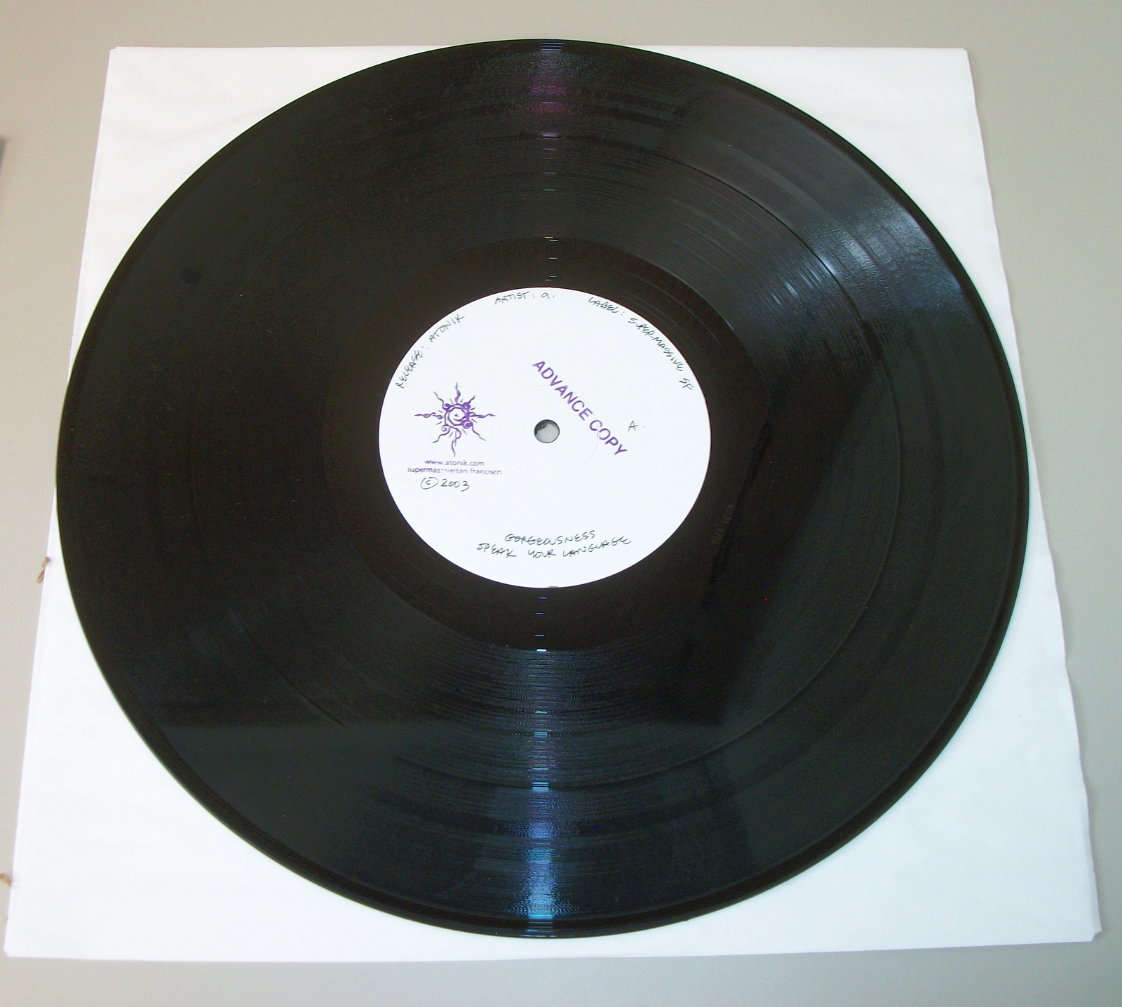 Atonik Electronic Music 331/3 RPM Vinyl 12" Record Supermassive Promotional 2003 - Image 4