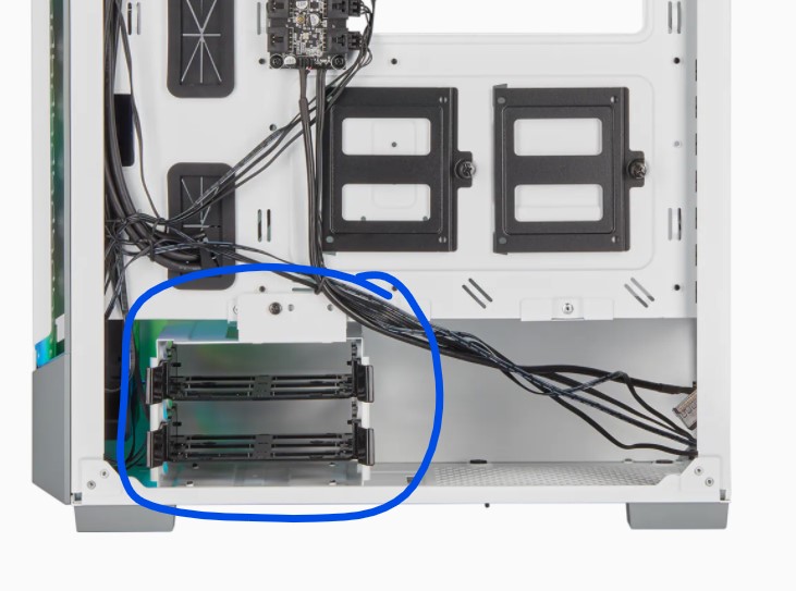 White Steel 3.5" HDD Hard Disk Drive Bracket Holder 4 Corsair Graphite 220T RGB (No Sleds) - Image 6