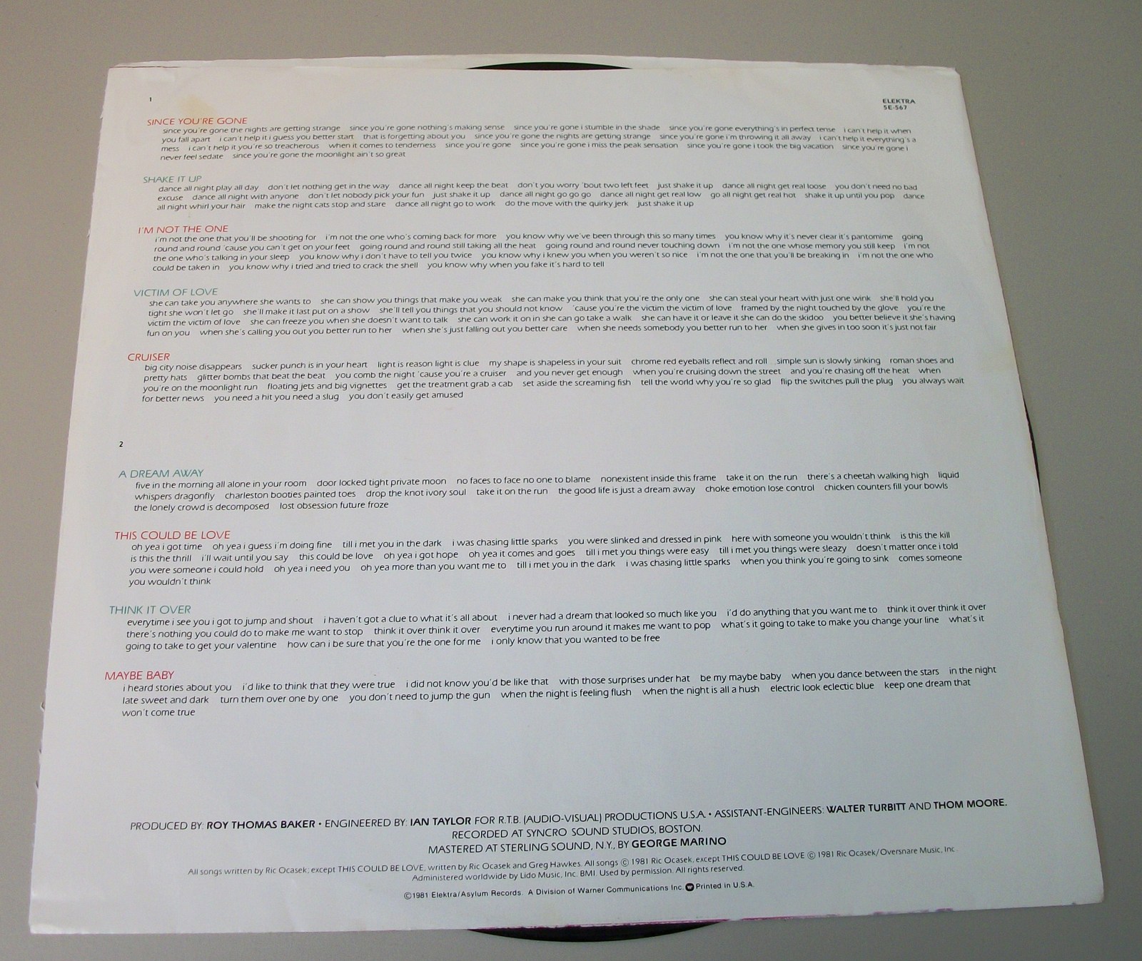 Lot of 3 The Cars Vinyl 33 RPM Records Heartbeat City Shake It Up 1978 1980 1984 - Image 14