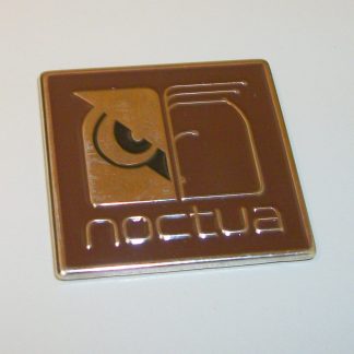 Brown Noctua 1" Inch Square Metal Self-Adhesive Case Badge Sticker w/ Owl Logo