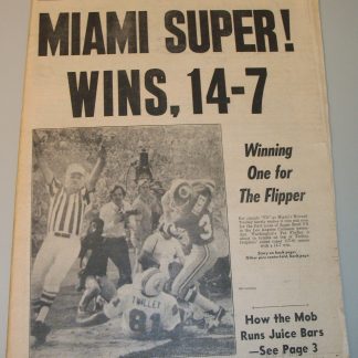 New York Daily News 15 January 1973 Miami Dolphins Win Super Bowl Perfect Record