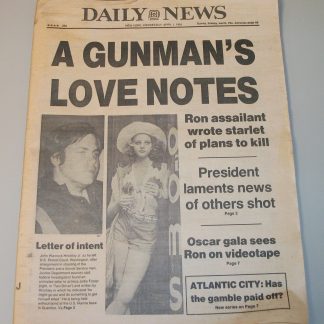 New York Daily News 1 April 1981 John Hinckley Jr. Jodie Foster Reagan Shot