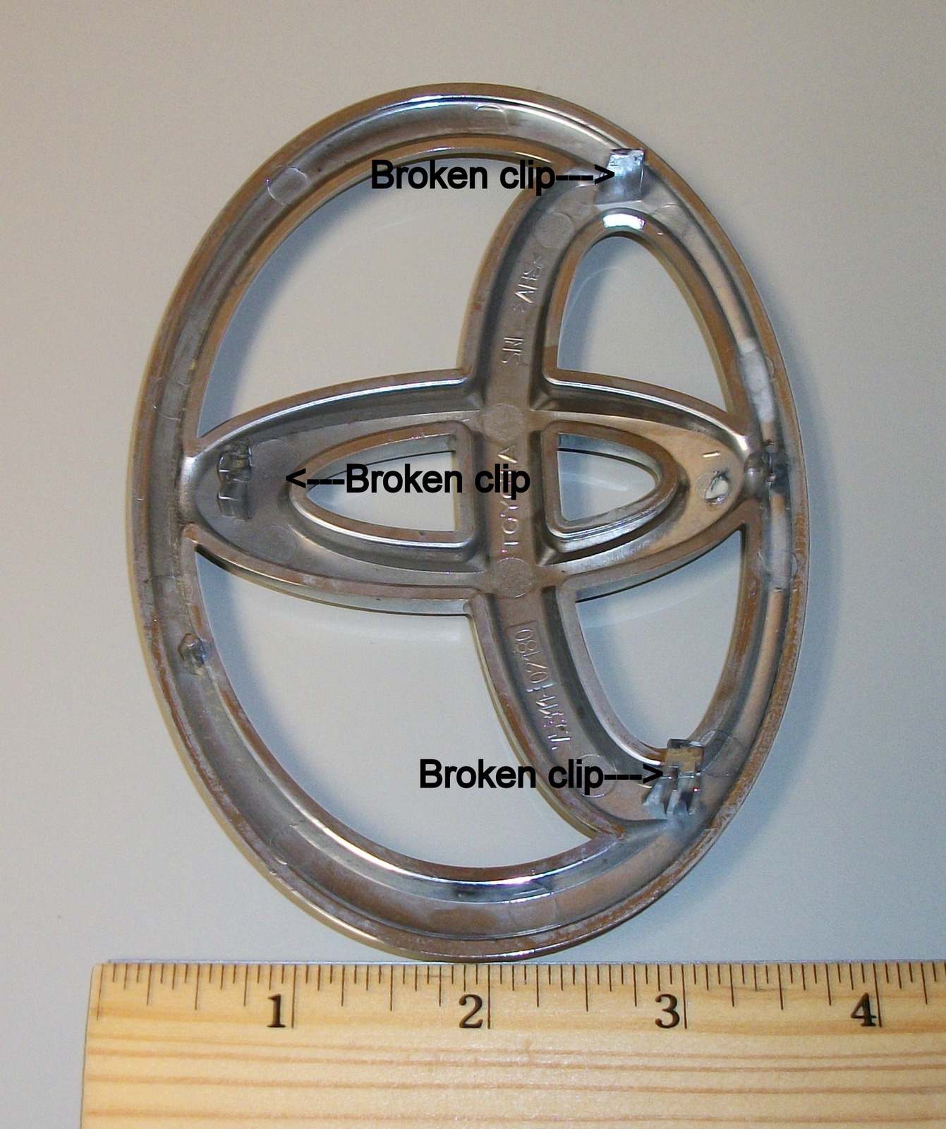 Used Toyota Plastic Chrome Emblem Logo Trim 75311-02180 About 5.5" x 4" No Clips - Image 3