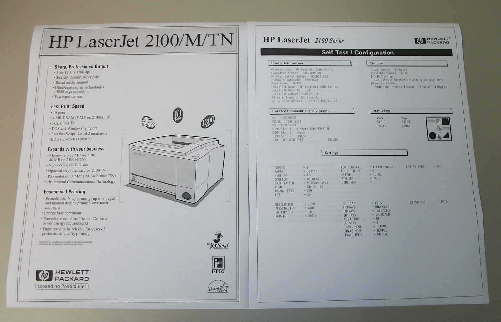 HP Hewlett Packard LaserJet 2100tn Dual Tray Network Parallel Port B/W Printer - Image 16