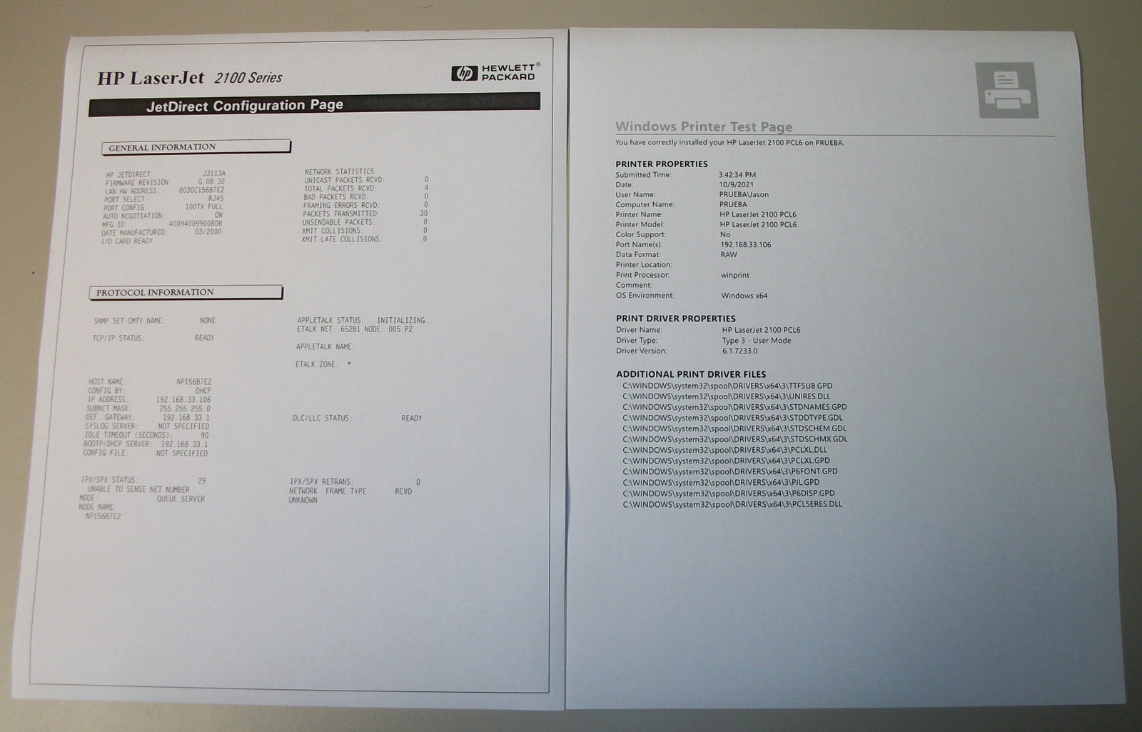HP Hewlett Packard LaserJet 2100tn Dual Tray Network Parallel Port B/W Printer - Image 17