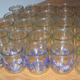 Lot of 25 Yoplait Oui Yogurt 5oz Clear Glass Jars Good Used Condition No Lids
