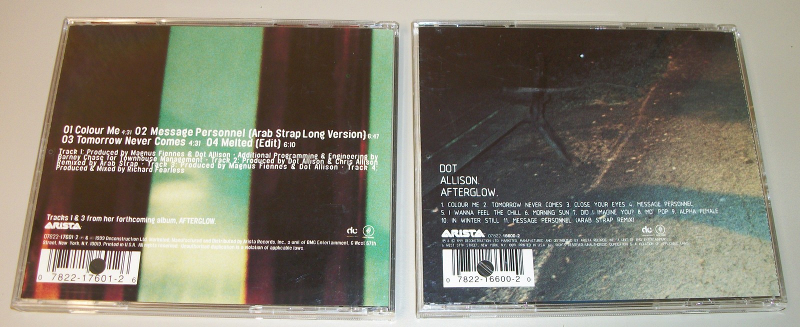 Lot of 2 Dot Allison CDs: Colour Me & Afterglow Pop Rock Made in USA Arista 1999 - Image 3