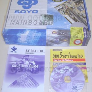 Original Box, Manual, Driver CD Disc for Soyo SY-6BA+III Motherboard