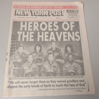 New York Post 29 January 1986 Space Shuttle Challenger Disaster McAuliffe Resnik