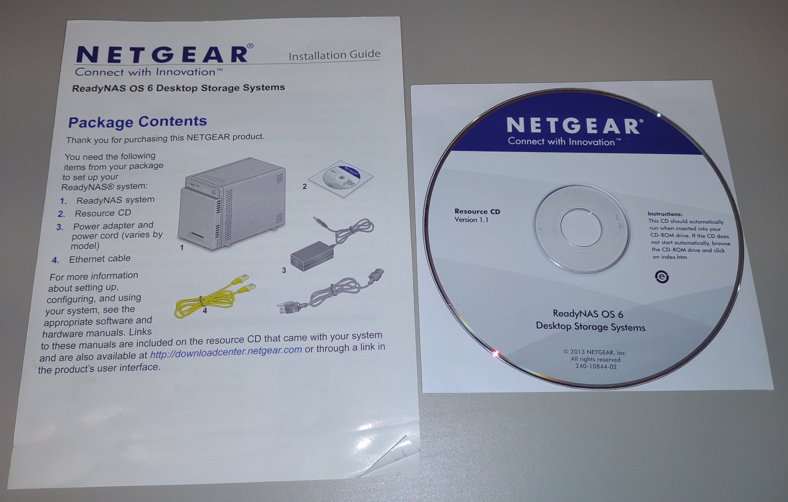 Netgear ReadyNAS OS 6 Resource CD Disc V. 1.1 2013 RAIDar, Install Guide, Docs