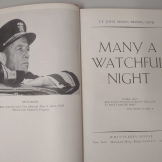 Many A Watchful Night John Mason Brown Hardcover Book 1944 D-Day WWII Invasion