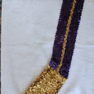 Dark Purple Gold Trim Shiny Sequins Marching Band Uniform Part Accessory - Sash