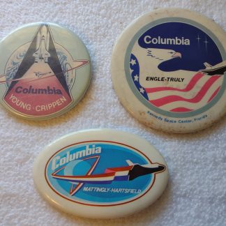 Lot of 3 NASA Space Shuttle Columbia STS-1, 2, 4 2.25" Metal Pin Button Badges