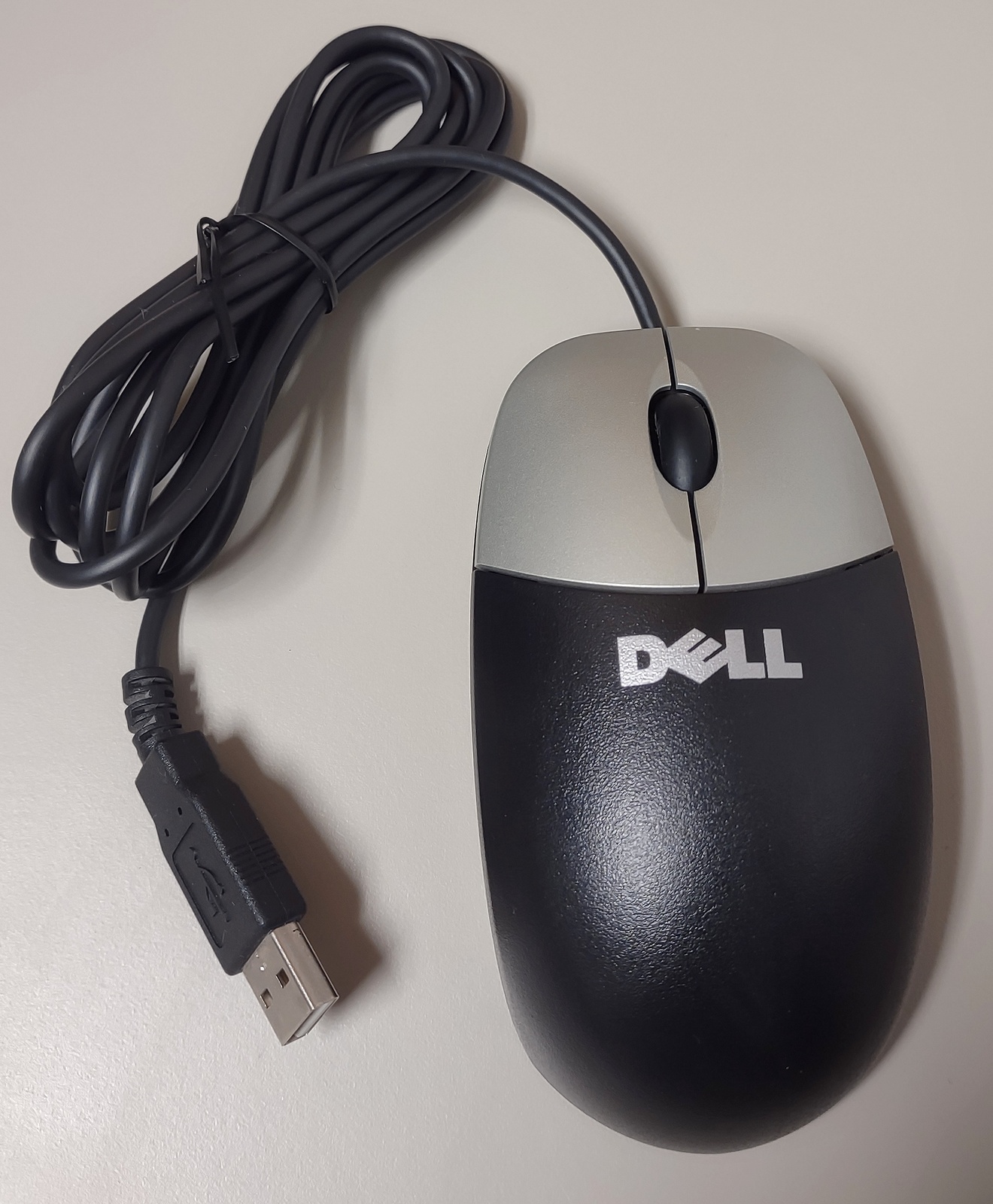 Black / Silver 2-Button Dell Scroll Mouse Optical Laser USB Wheel 0CJ339 M056U0A