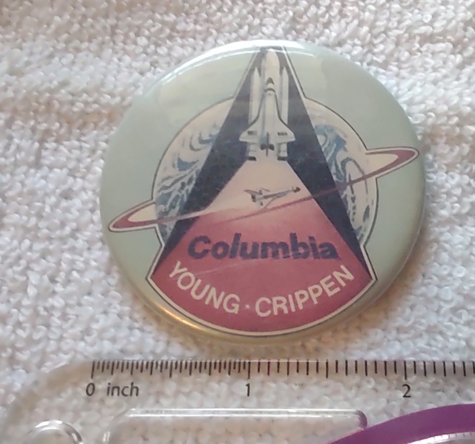 Lot of 3 NASA Space Shuttle Columbia STS-1, 2, 4 2.25" Metal Pin Button Badges - Image 3