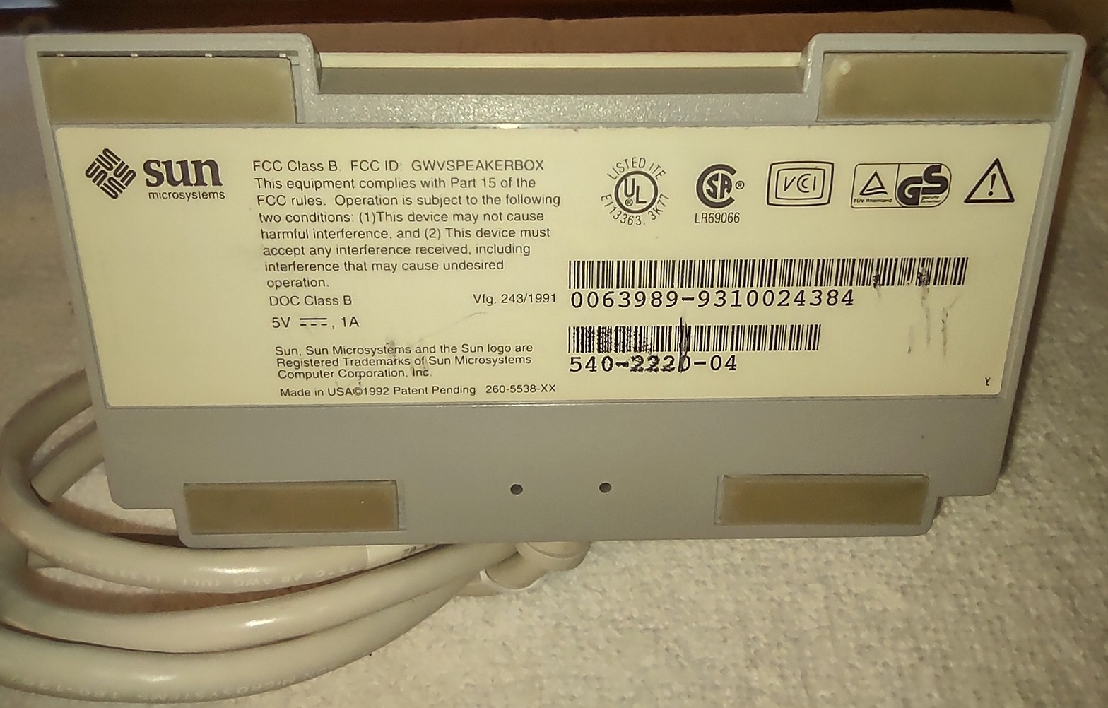 Sun Microsystems Sparcstation Sparc Sound Speaker Box 540-2220-04 USA 1992 - Image 7