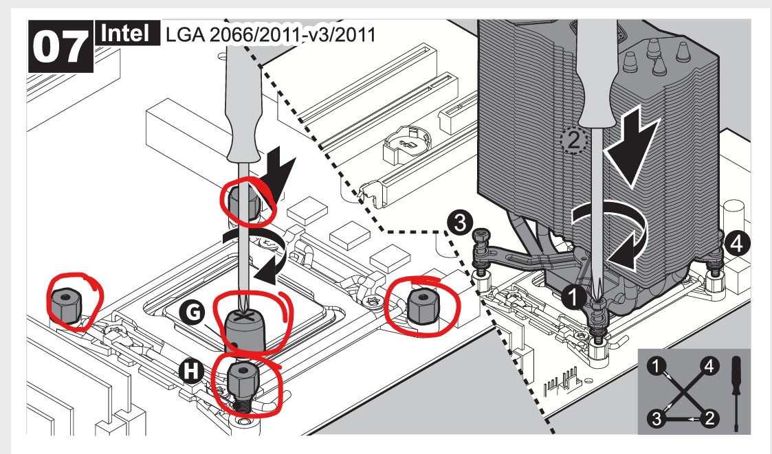 Intel LGA 2066/2011 CPU Mounting Screws for Cooler Master Hyper 212 CPU Cooler - Image 5