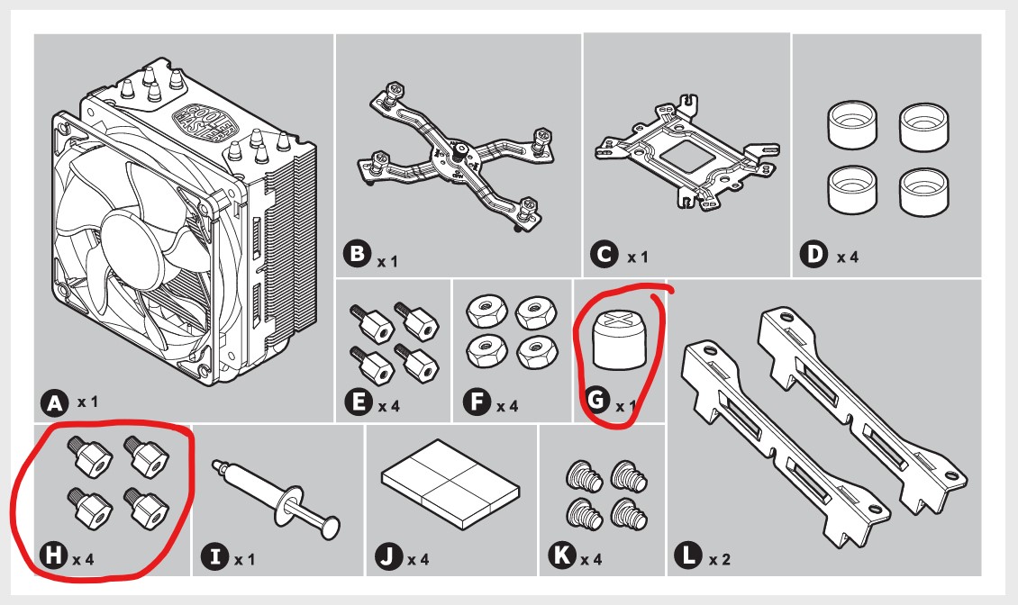 Intel LGA 2066/2011 CPU Mounting Screws for Cooler Master Hyper 212 CPU Cooler - Image 6