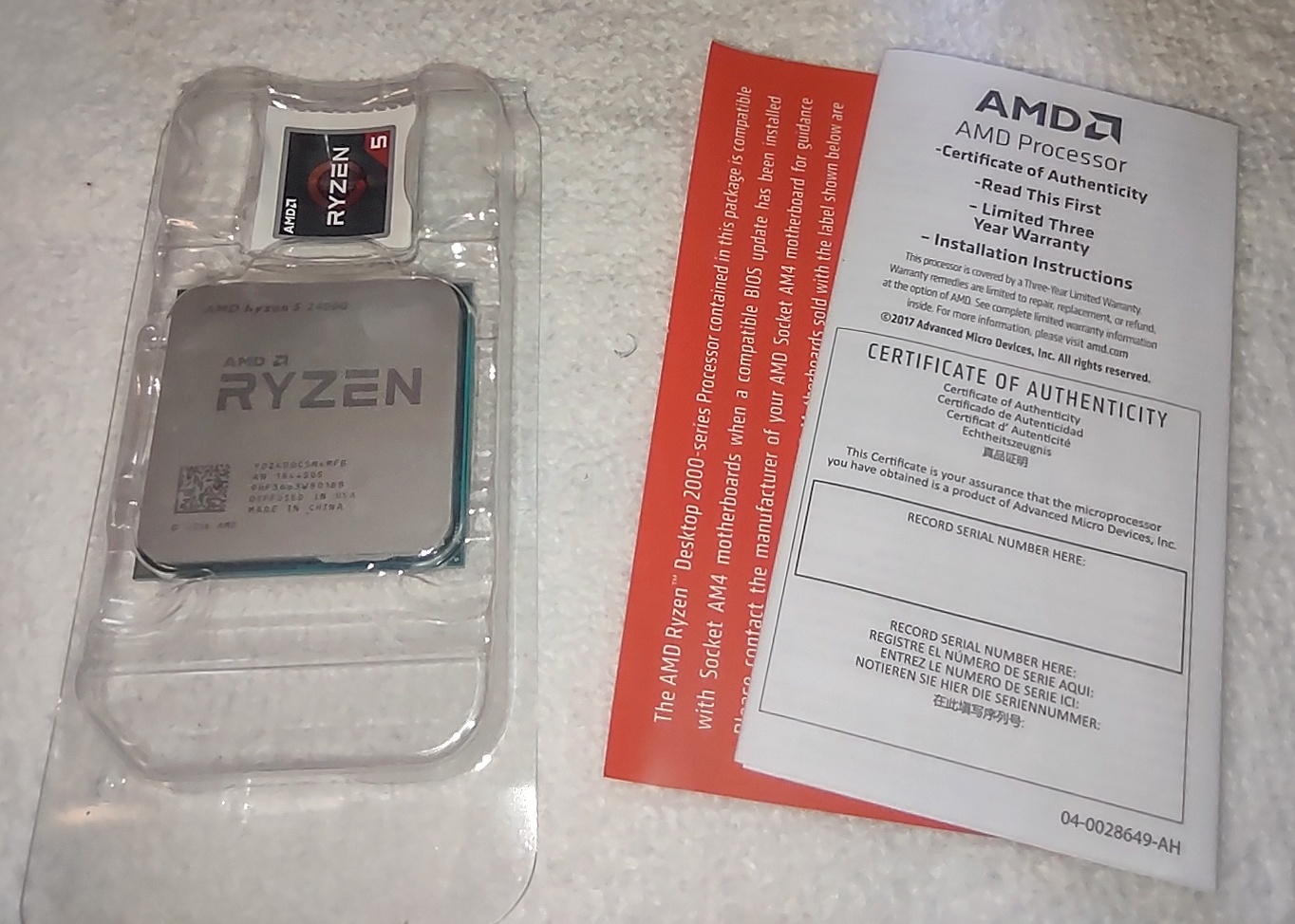 AMD Ryzen 5 2400G APU CPU Socket AM4 Processor YD2400C5FBBOX w/ Heatsink, Fan - Image 2