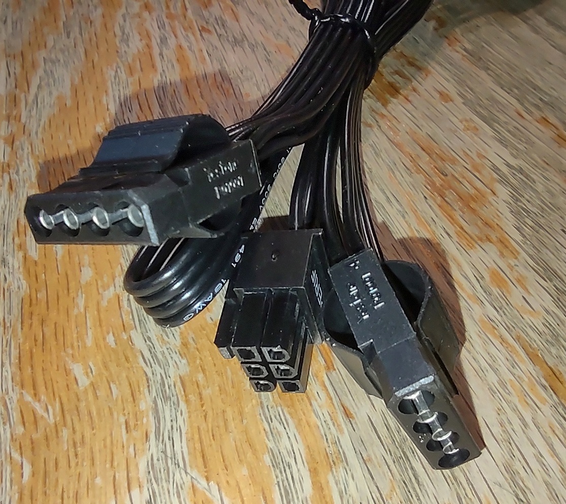 3 x Molex, 1 x Floppy Plugs Modular Power Cable for EVGA 650BQ Power Supply 40" - Image 4
