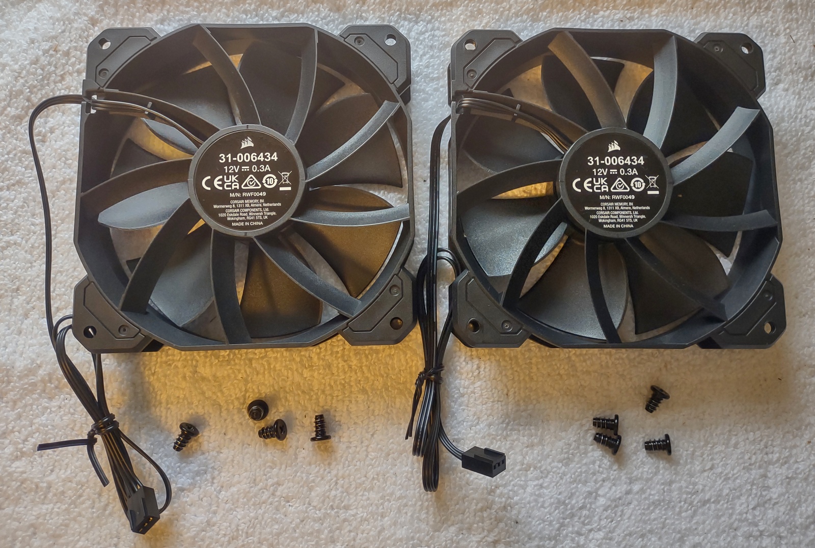 Lot of 2 Black 120 x 25 mm Case Fan For Corsair 4000D Airflow Desktop PC Cases