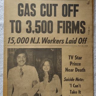 New York Daily News January 29 1977 Freddie Chico Prinze Suicide Natural Gas Off