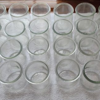 Lot of 24 Yoplait Oui Yogurt 5oz Clear Glass Jars Good Used Condition No Lids
