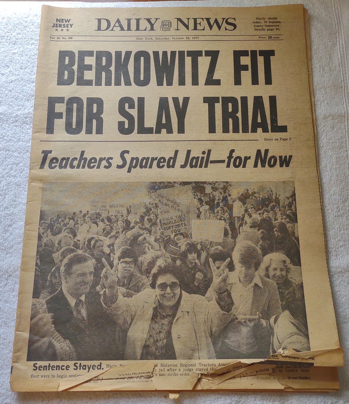 New York Daily News October 22 1977 Son of Sam David Berkowitz Fit For Trial