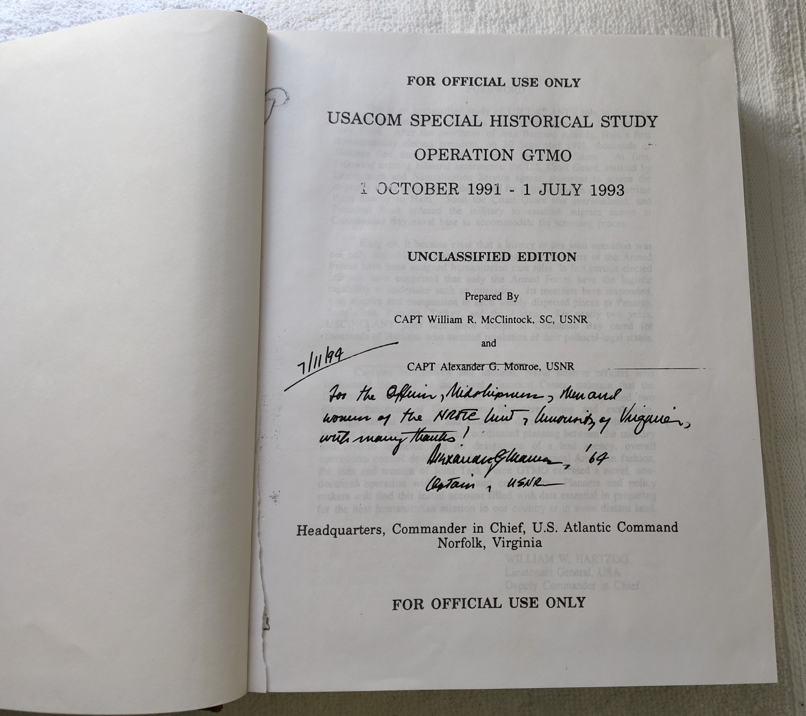 Operation GTMO 1991-93 McClintock Monroe USACOM Special Historical Study 1994 - Image 4