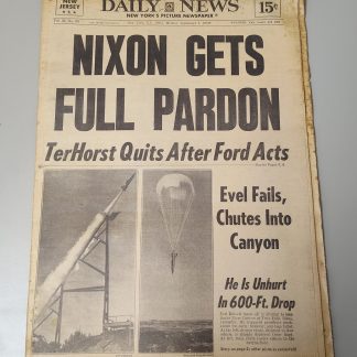 New York (Jersey) Daily News September 9, 1974 Nixon Gets Pardon Evel Knievel