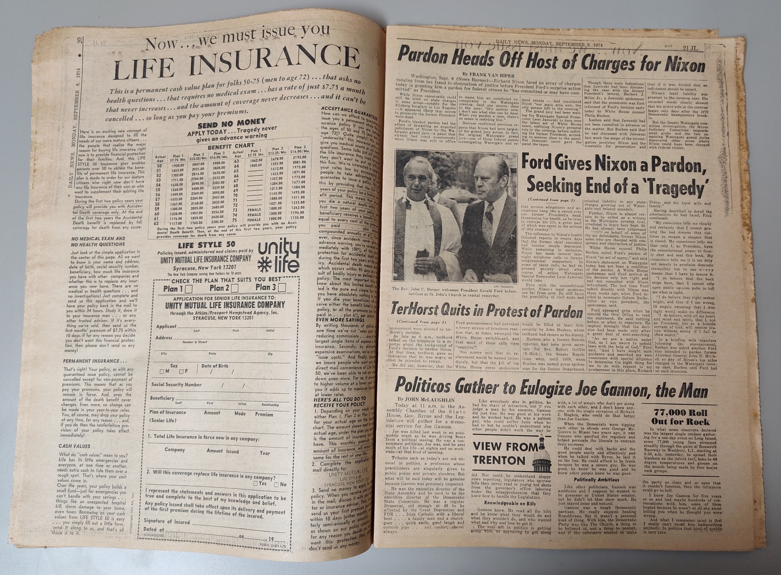 New York (Jersey) Daily News September 9, 1974 Nixon Gets Pardon Evel Knievel - Image 7