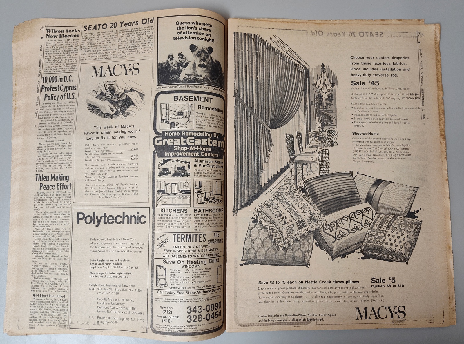 New York (Jersey) Daily News September 9, 1974 Nixon Gets Pardon Evel Knievel - Image 8