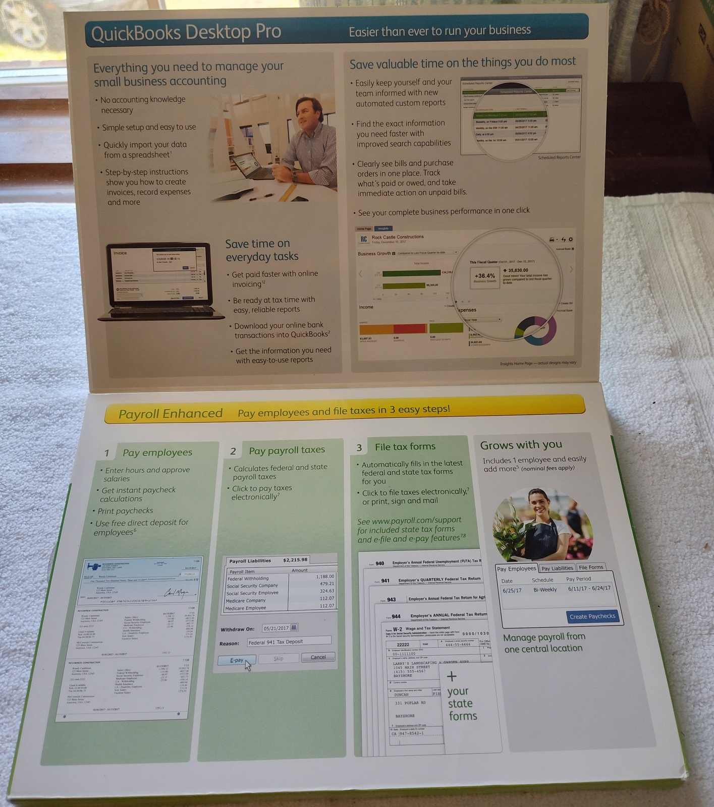 Intuit Quickbooks Pro 2017 Desktop Accounting Original Box, Discs, License No. - Image 7